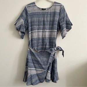 Express Linen Chambray Wrap Dress